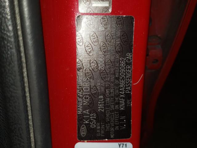 Photo 9 VIN: KNAFX4A86E5090862 - KIA FORTE EX 