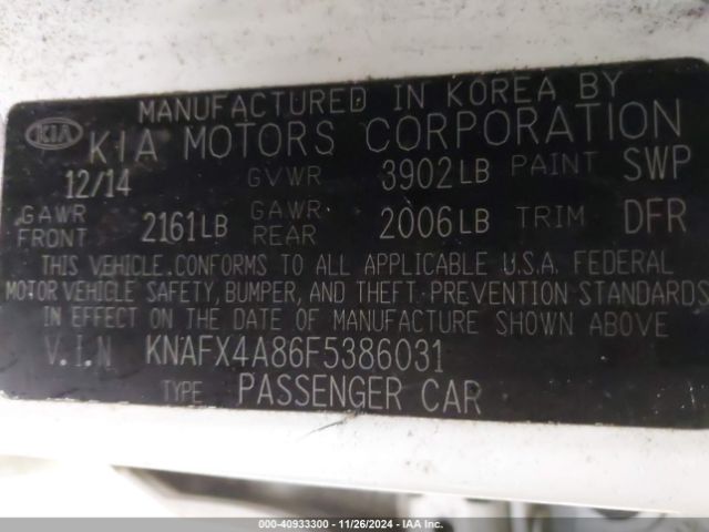 Photo 8 VIN: KNAFX4A86F5386031 - KIA FORTE 