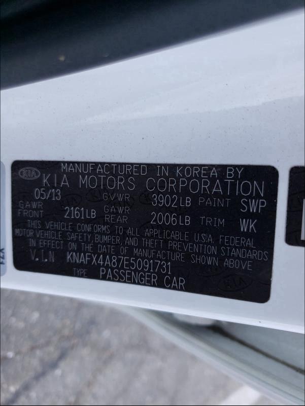 Photo 9 VIN: KNAFX4A87E5091731 - KIA FORTE EX 