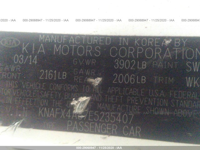 Photo 8 VIN: KNAFX4A87E5235407 - KIA FORTE 