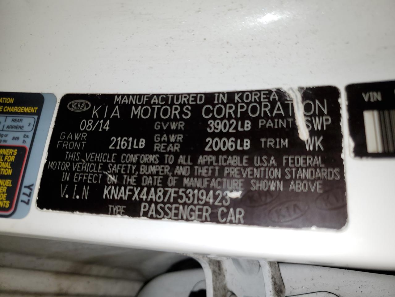 Photo 11 VIN: KNAFX4A87F5319423 - KIA FORTE 