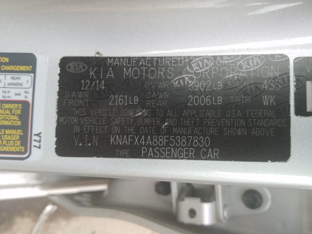 Photo 9 VIN: KNAFX4A88F5387830 - KIA FORTE EX 