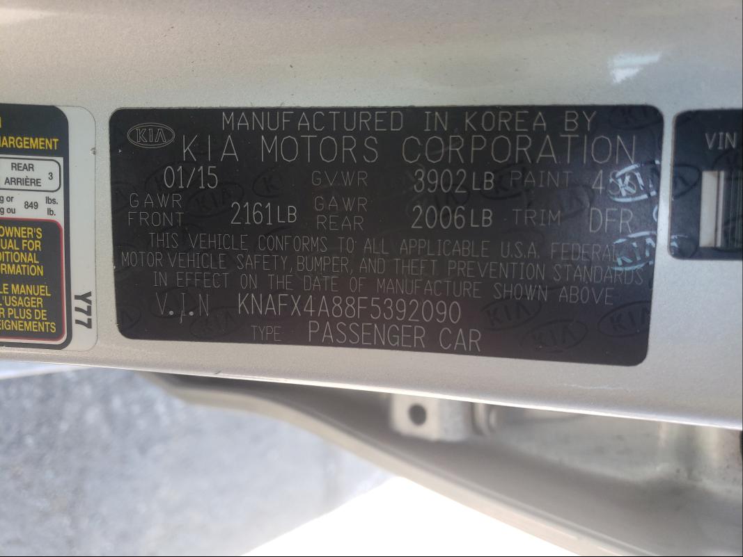 Photo 9 VIN: KNAFX4A88F5392090 - KIA FORTE EX 