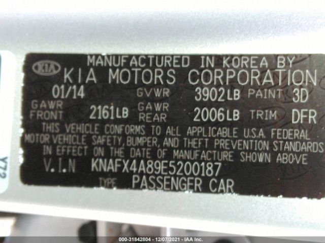 Photo 8 VIN: KNAFX4A89E5200187 - KIA FORTE 