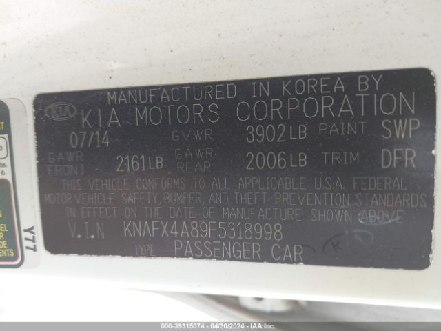 Photo 8 VIN: KNAFX4A89F5318998 - KIA FORTE 