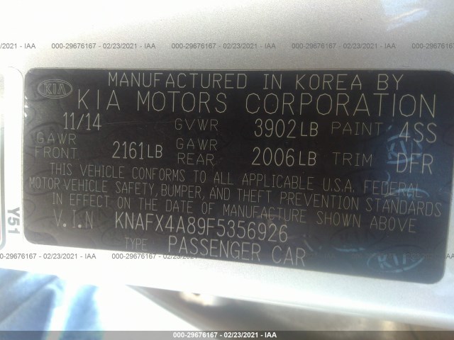 Photo 8 VIN: KNAFX4A89F5356926 - KIA FORTE 