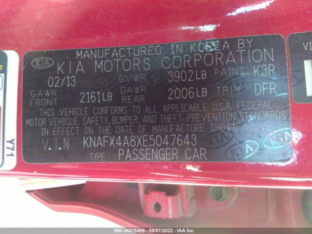 Photo 8 VIN: KNAFX4A8XE5047643 - KIA FORTE 