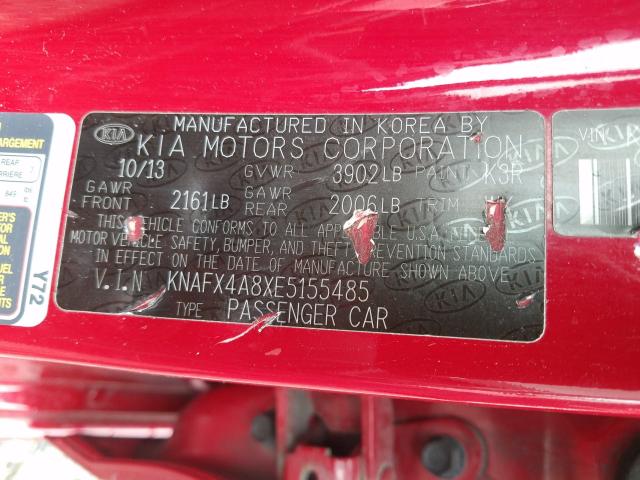 Photo 9 VIN: KNAFX4A8XE5155485 - KIA FORTE EX 