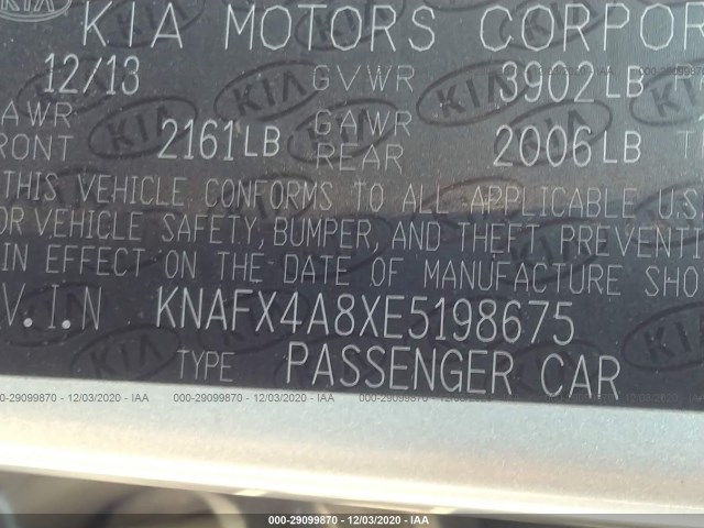 Photo 8 VIN: KNAFX4A8XE5198675 - KIA FORTE 