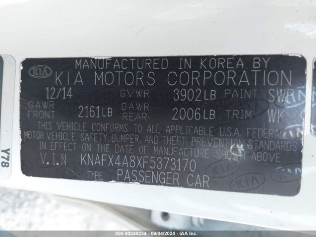 Photo 8 VIN: KNAFX4A8XF5373170 - KIA FORTE 