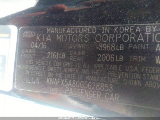 Photo 8 VIN: KNAFX5A80G5628853 - KIA FORTE 5-DOOR 