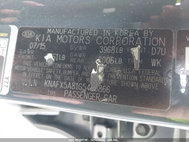 Photo 8 VIN: KNAFX5A81G5493866 - KIA FORTE 