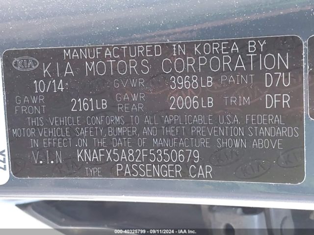 Photo 8 VIN: KNAFX5A82F5350679 - KIA FORTE 