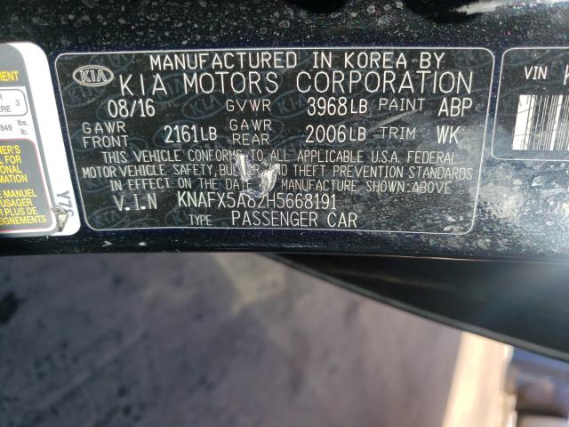 Photo 9 VIN: KNAFX5A82H5668191 - KIA FORTE EX 