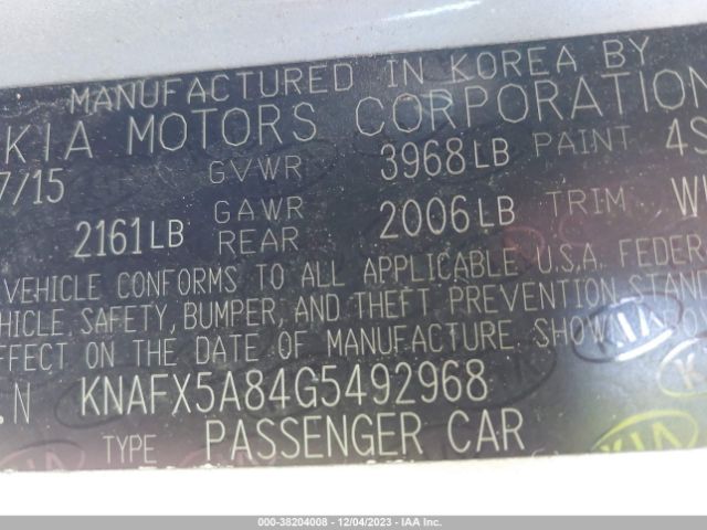 Photo 8 VIN: KNAFX5A84G5492968 - KIA FORTE 