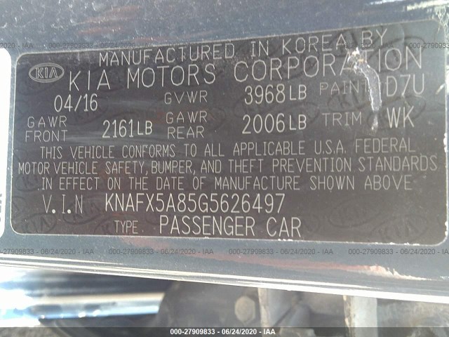 Photo 8 VIN: KNAFX5A85G5626497 - KIA FORTE 5-DOOR 