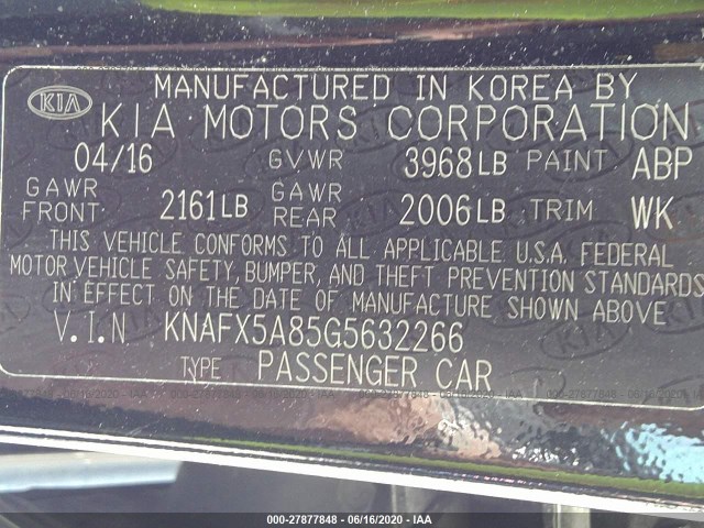 Photo 8 VIN: KNAFX5A85G5632266 - KIA FORTE 5-DOOR 