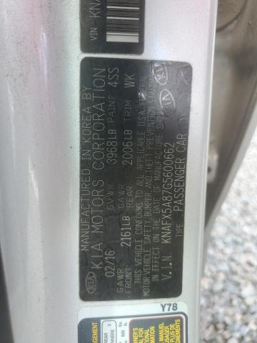 Photo 11 VIN: KNAFX5A87G5600662 - KIA FORTE EX 