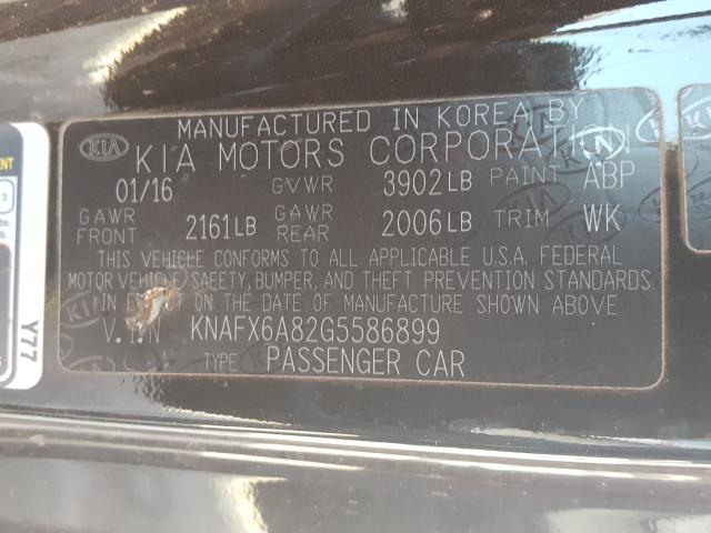 Photo 9 VIN: KNAFX6A82G5586899 - KIA FORTE EX 