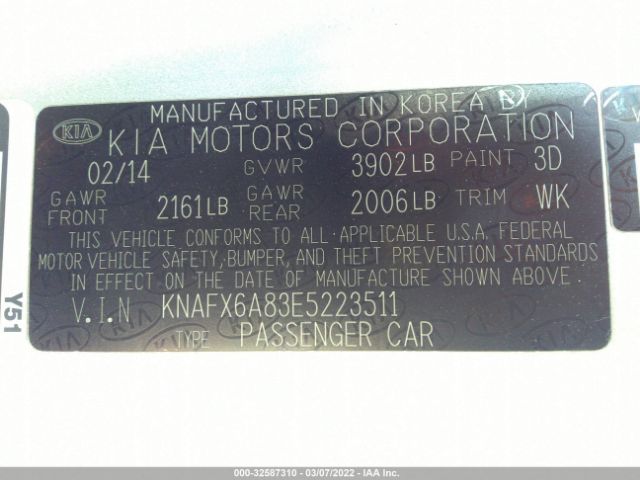 Photo 8 VIN: KNAFX6A83E5223511 - KIA FORTE KOUP 