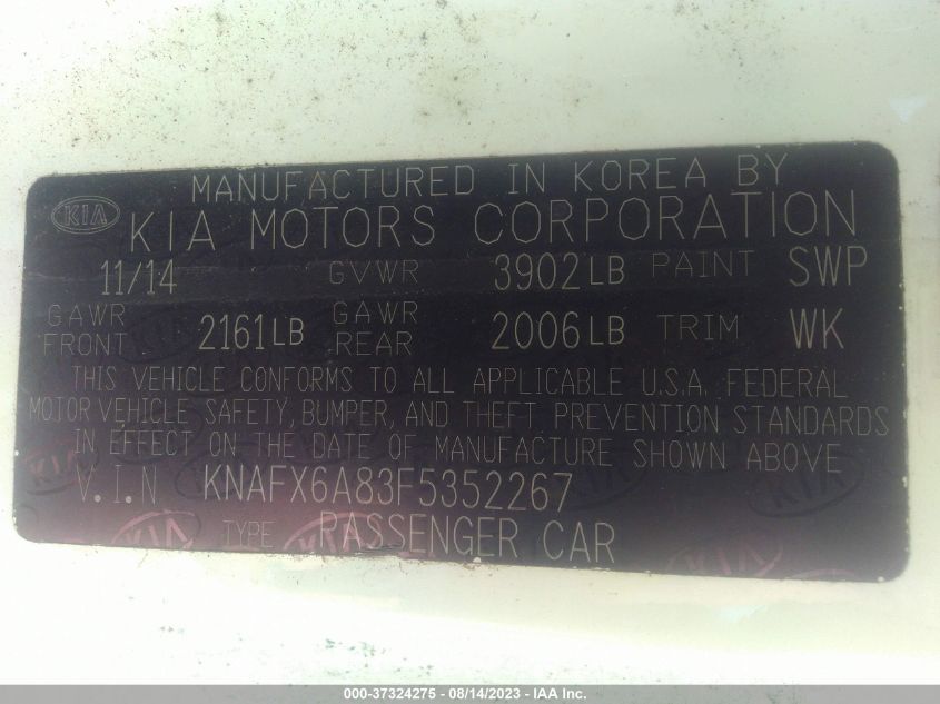 Photo 8 VIN: KNAFX6A83F5352267 - KIA FORTE 