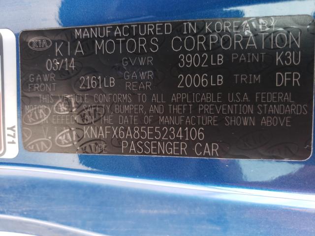 Photo 9 VIN: KNAFX6A85E5234106 - KIA FORTE EX 