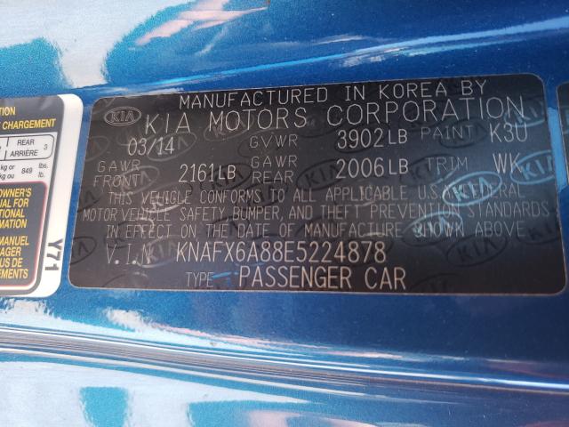 Photo 9 VIN: KNAFX6A88E5224878 - KIA FORTE EX 