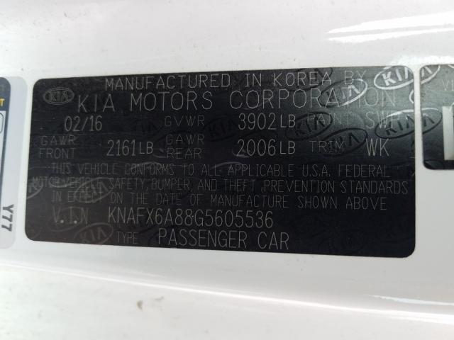 Photo 9 VIN: KNAFX6A88G5605536 - KIA FORTE EX 