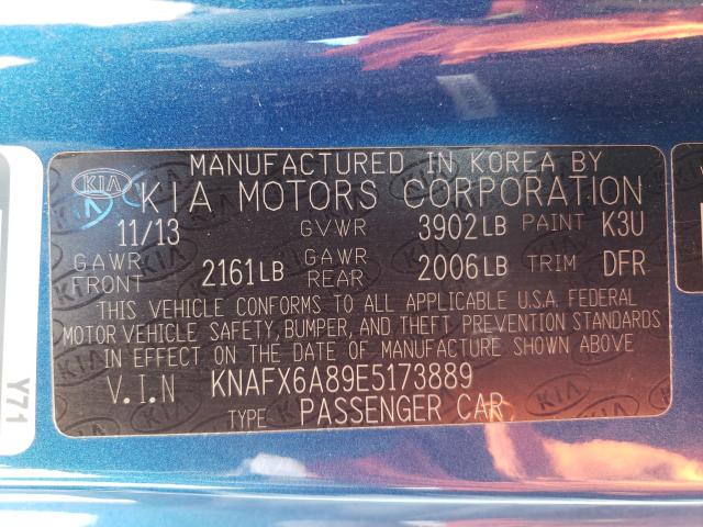 Photo 9 VIN: KNAFX6A89E5173889 - KIA FORTE EX 