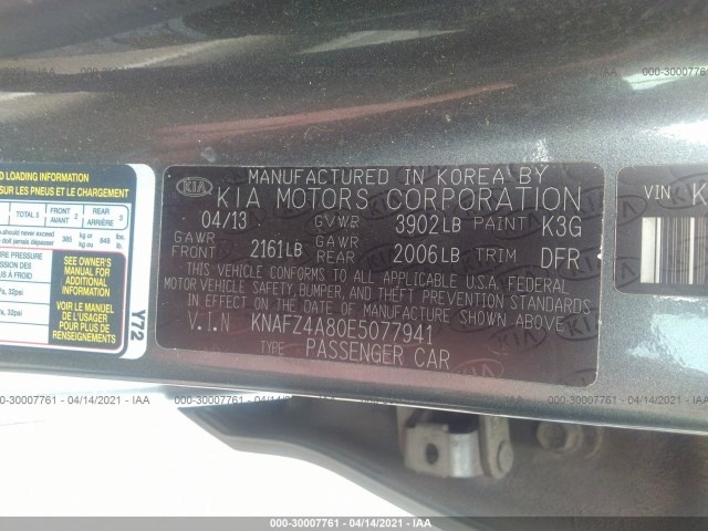 Photo 8 VIN: KNAFZ4A80E5077941 - KIA FORTE 