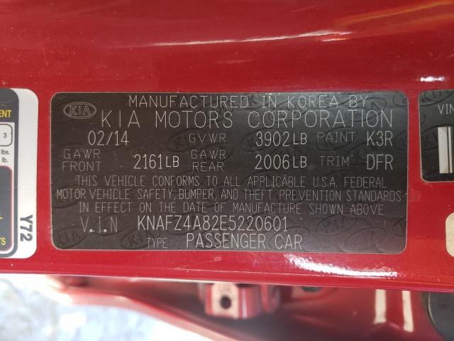 Photo 9 VIN: KNAFZ4A82E5220601 - KIA FORTE EX 