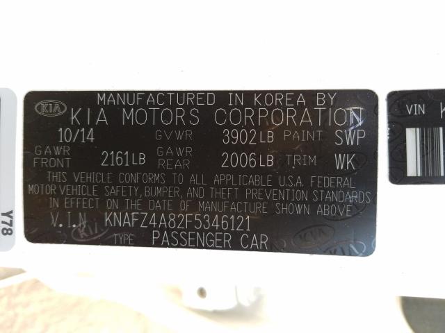 Photo 9 VIN: KNAFZ4A82F5346121 - KIA FORTE EX 