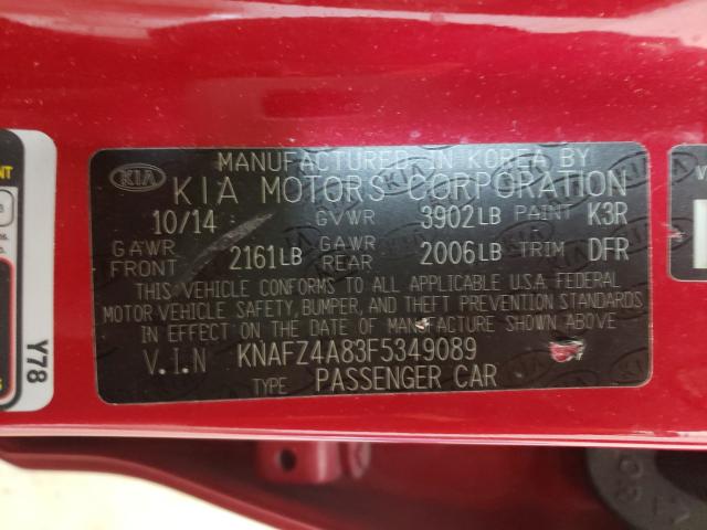 Photo 9 VIN: KNAFZ4A83F5349089 - KIA FORTE EX 