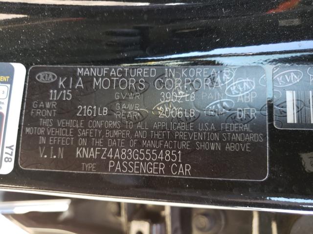 Photo 9 VIN: KNAFZ4A83G5554851 - KIA FORTE EX 