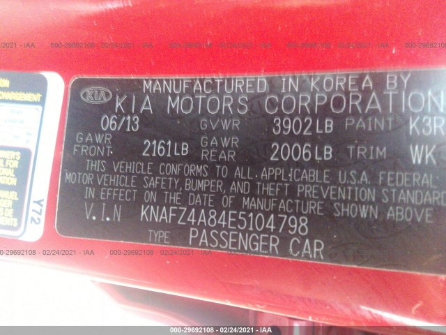 Photo 8 VIN: KNAFZ4A84E5104798 - KIA FORTE 