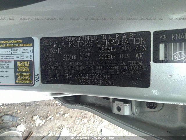 Photo 8 VIN: KNAFZ4A84G5600218 - KIA FORTE 