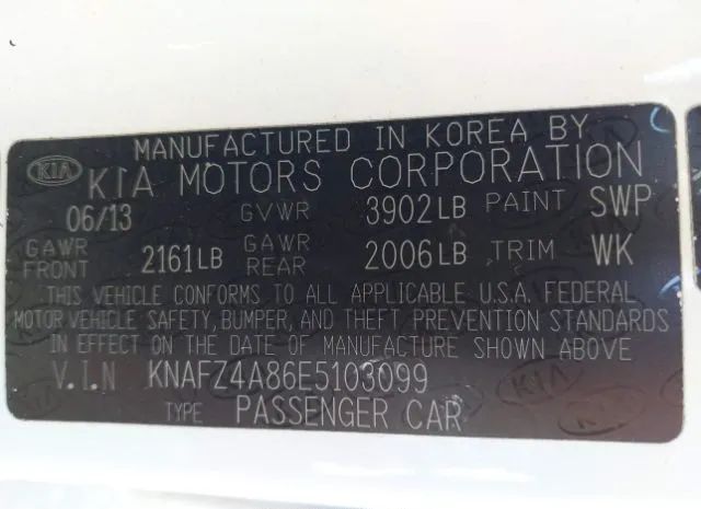 Photo 8 VIN: KNAFZ4A86E5103099 - KIA FORTE 