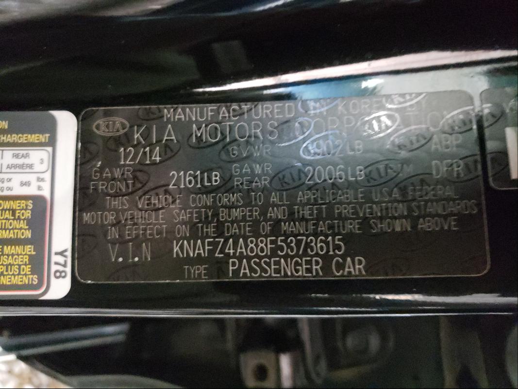 Photo 9 VIN: KNAFZ4A88F5373615 - KIA FORTE EX 