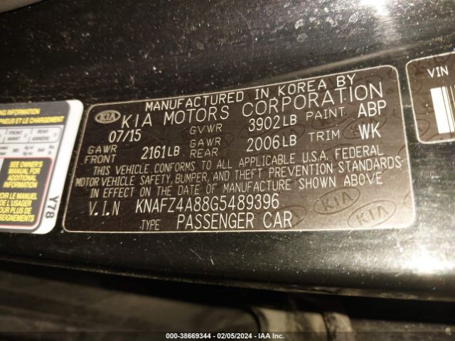 Photo 8 VIN: KNAFZ4A88G5489396 - KIA FORTE 