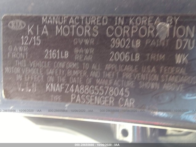 Photo 8 VIN: KNAFZ4A88G5578045 - KIA FORTE 