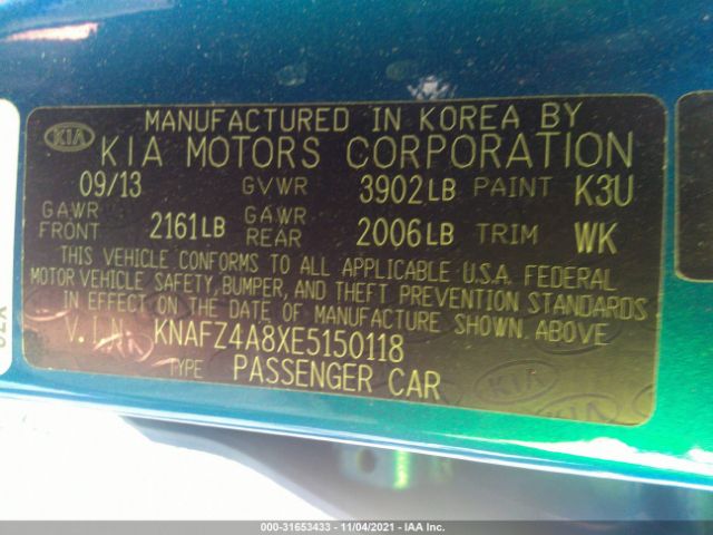 Photo 8 VIN: KNAFZ4A8XE5150118 - KIA FORTE 