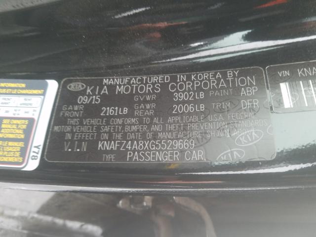 Photo 9 VIN: KNAFZ4A8XG5529669 - KIA FORTE EX 