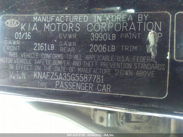 Photo 8 VIN: KNAFZ5A35G5587781 - KIA FORTE 5-DOOR 