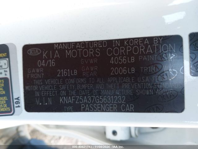 Photo 8 VIN: KNAFZ5A37G5631232 - KIA FORTE 