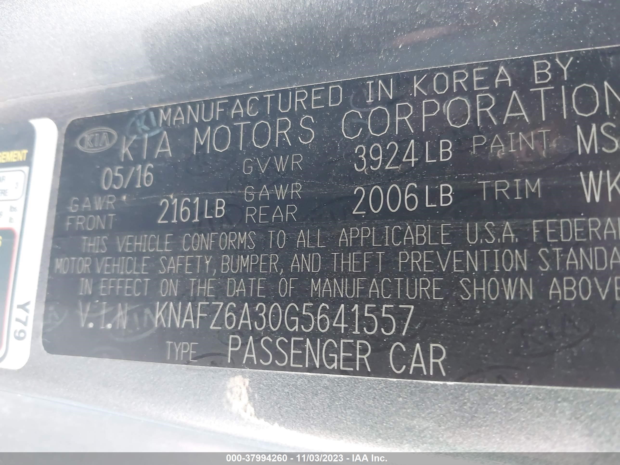 Photo 9 VIN: KNAFZ6A30G5641557 - KIA FORTE 