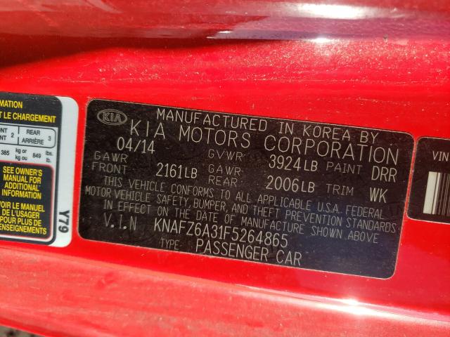 Photo 9 VIN: KNAFZ6A31F5264865 - KIA FORTE SX 