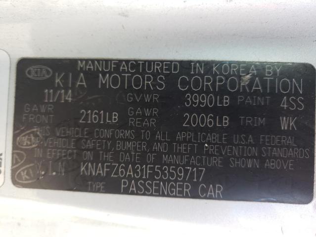 Photo 9 VIN: KNAFZ6A31F5359717 - KIA FORTE SX 