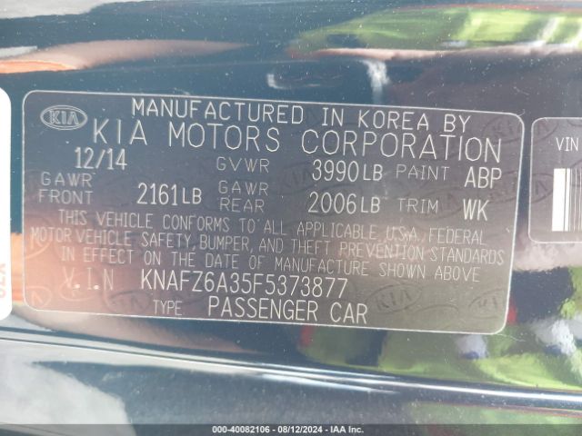 Photo 8 VIN: KNAFZ6A35F5373877 - KIA FORTE 