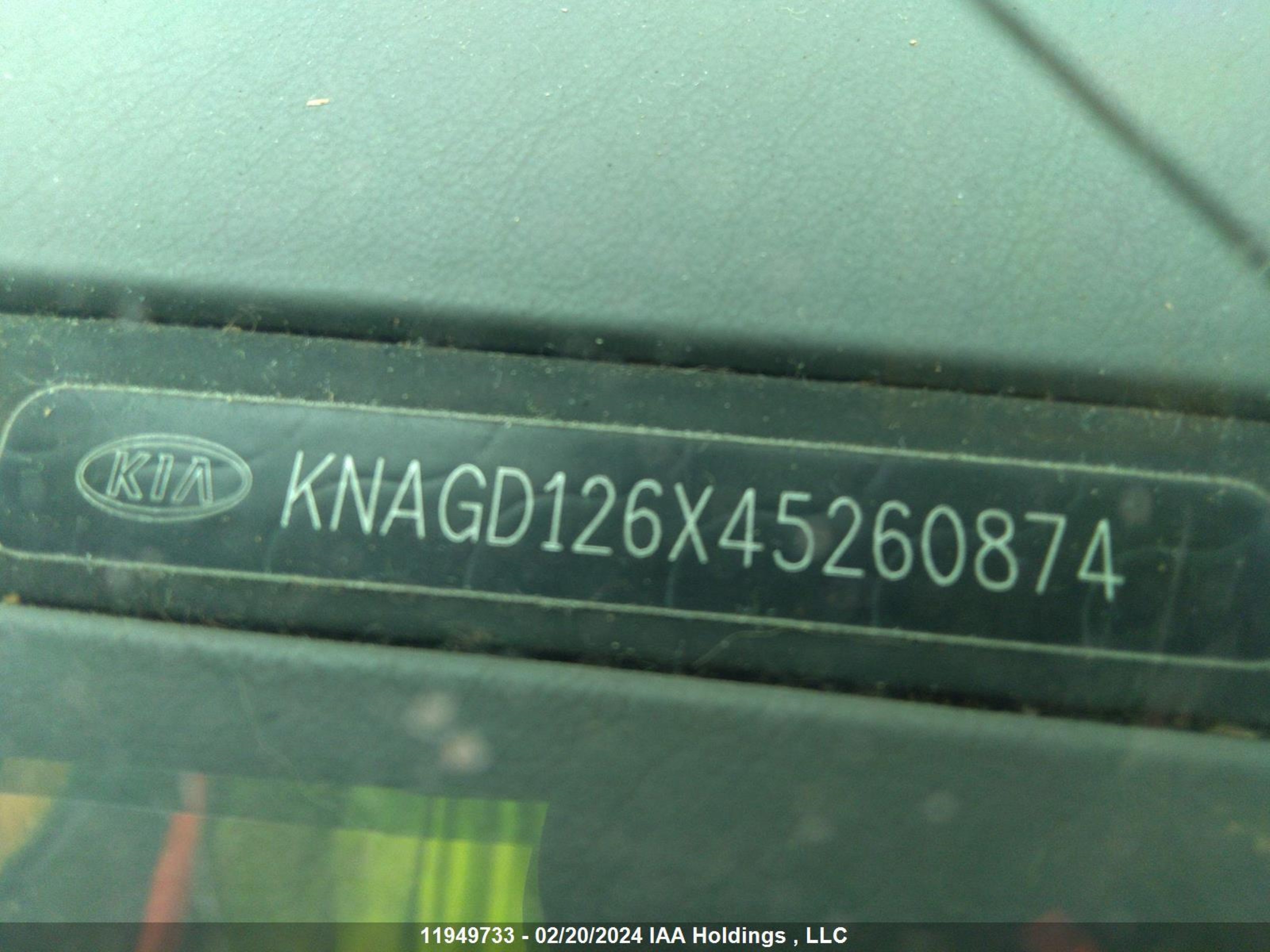 Photo 8 VIN: KNAGD126X45260874 - KIA MAGENTIS 