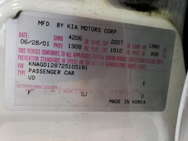 Photo 11 VIN: KNAGD128725105181 - KIA OPTIMA 